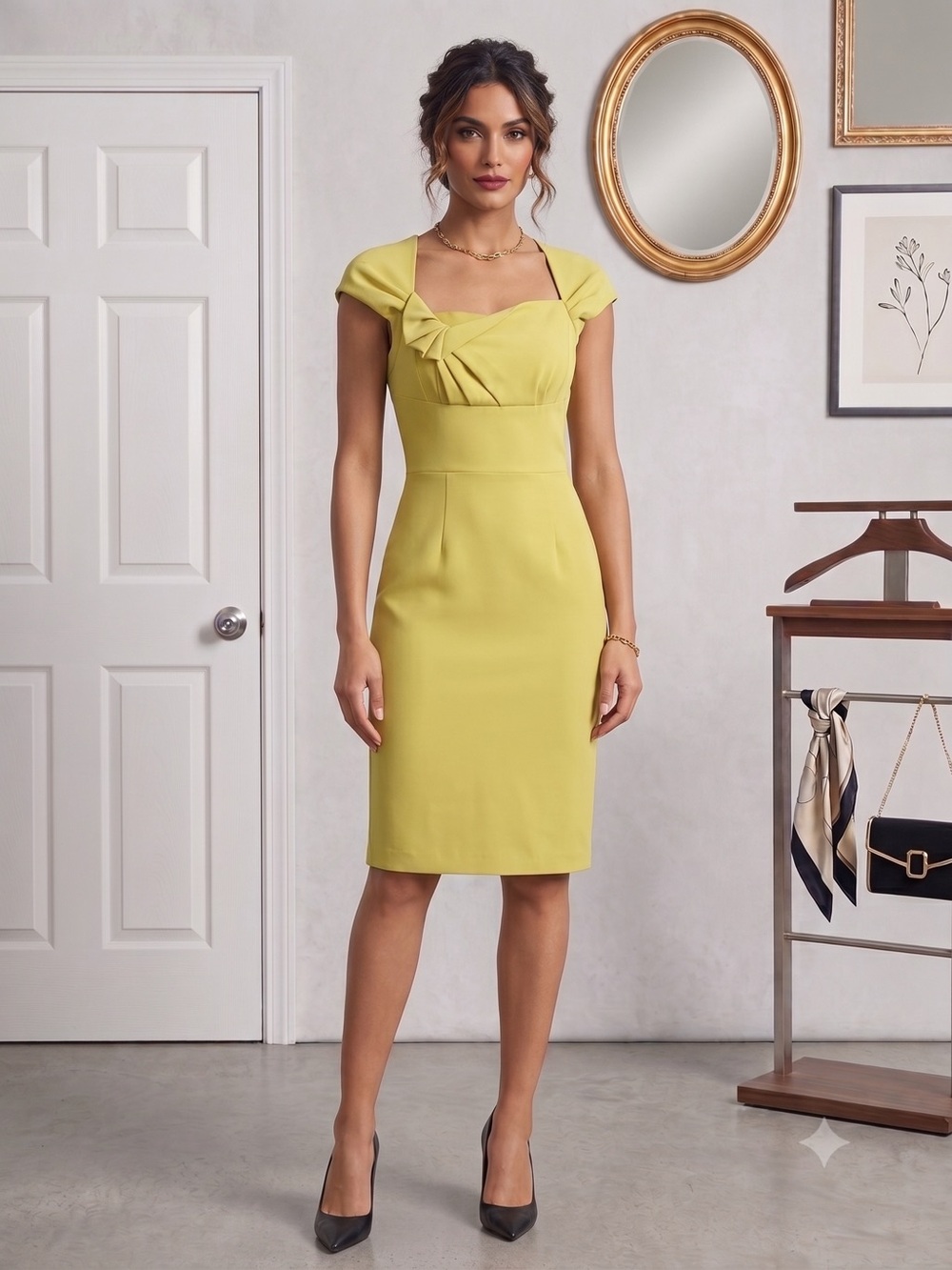 Sandra Angelozzi yellow business casual dress